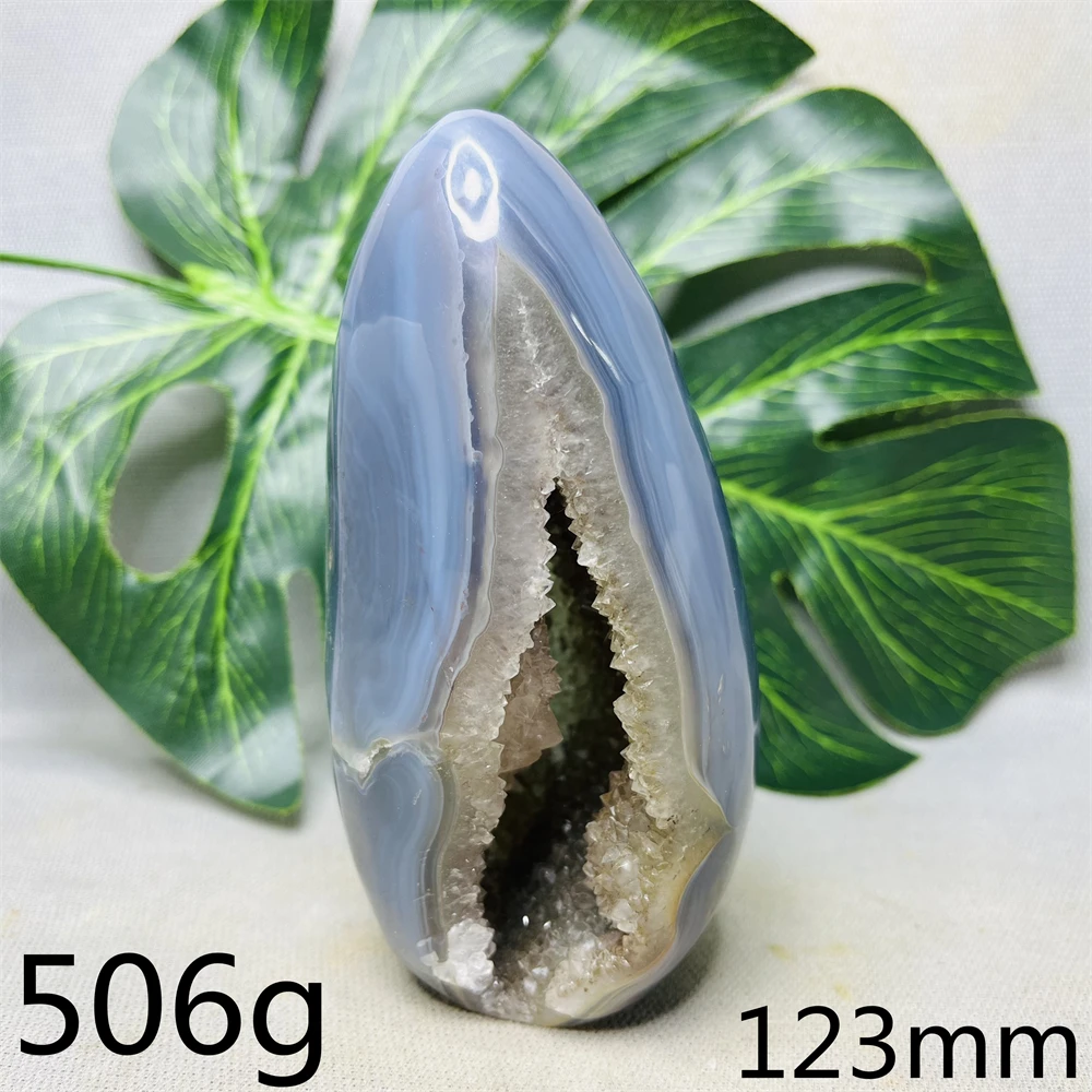 

South African Blue Agate Geode Crystal Cluster Egg Original Mineral Specimens Hand-polished Home Room Decoration Spiritual