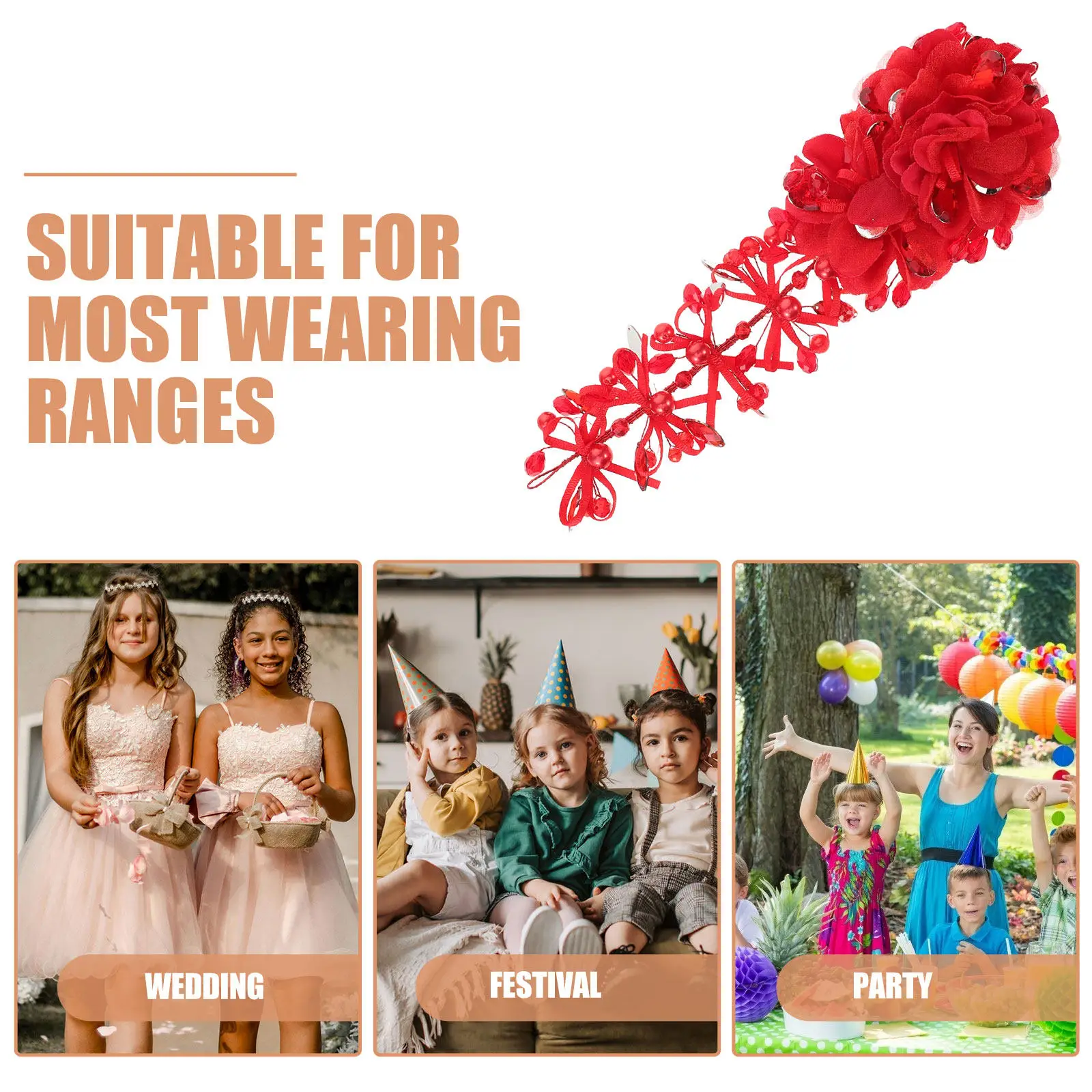 

Красный детский головной убор для девочек: премиальный аксессуар для волос с блестящими камнями, идеально подходит для выпускного бала, костюмированных фотосессий, повязка для волос