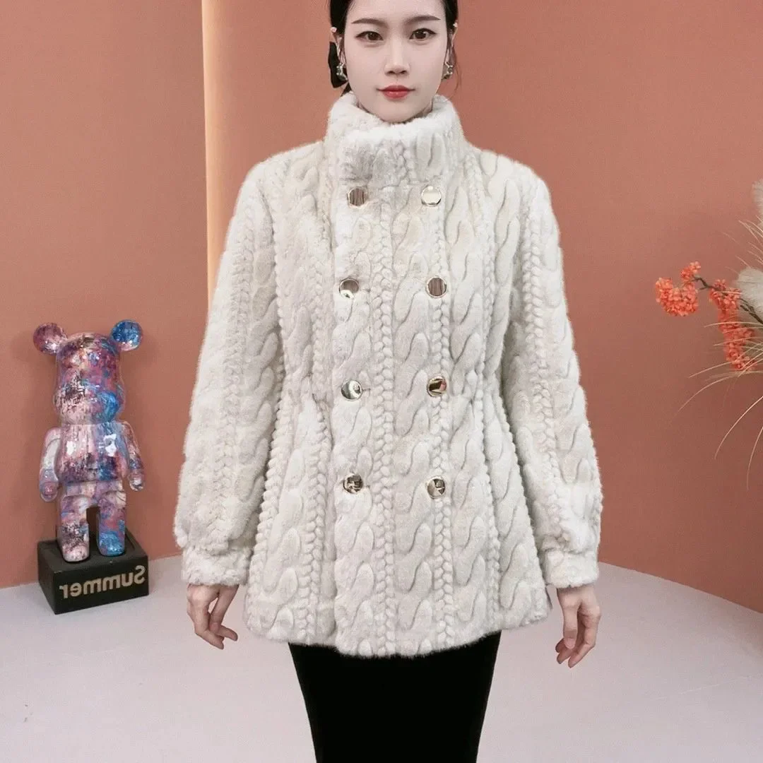 

Шикарное пальто Mao Mao, верхняя одежда, женское пальто, осень-зима 2026, новая высококачественная свободная двубортная толстая теплая парка с воротником-стойкой