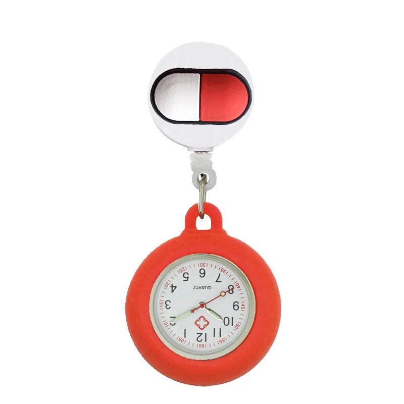 YiJia – montre de poche à Clip pour pilules, Badge rétractable, avec étui en Silicone