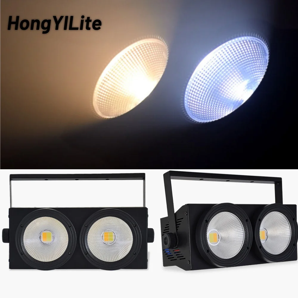 

HongYiLite 2pcs 200W LED Audience Blinder Par COB Lights 2Eye 2x100W Cool Warm White 2IN1 For Concert Church StageDJ Disco Light