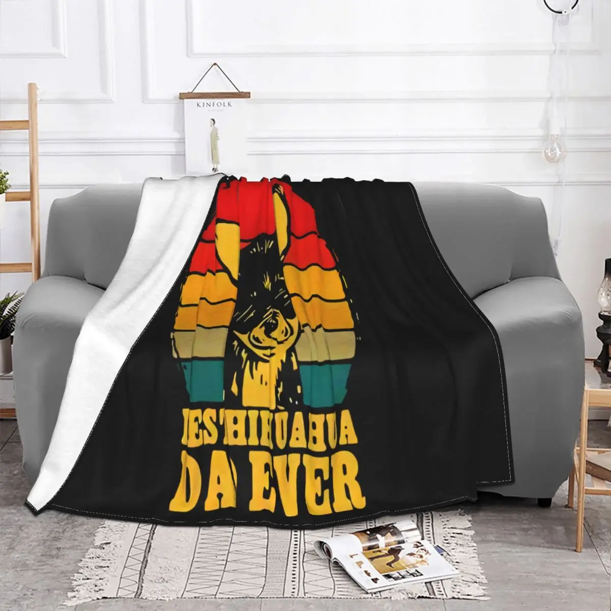 Best Chihuahua Dad Ever Vintage Gift For Menfunny Tee Rap Summer Farmhouse Loose Promotion Throw Blanket