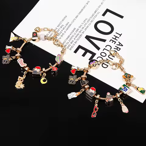 Fashion Handmade DIY 1989 TS Taylor Pendant Bracelet Famous Singer Metal Braceletes for Women Men Cosplay Jewelry Gift