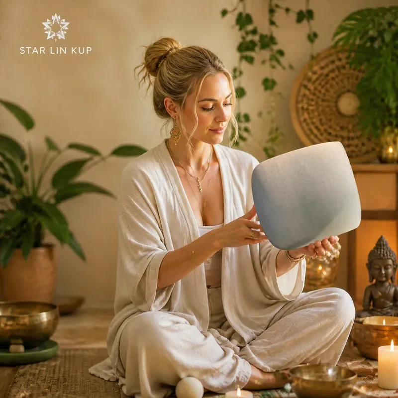 STAR LIN KUP 432Hz Frosted Crystal Singing Bowl High Quality Healing Meditation Chakra Sound Therapy Instrument with