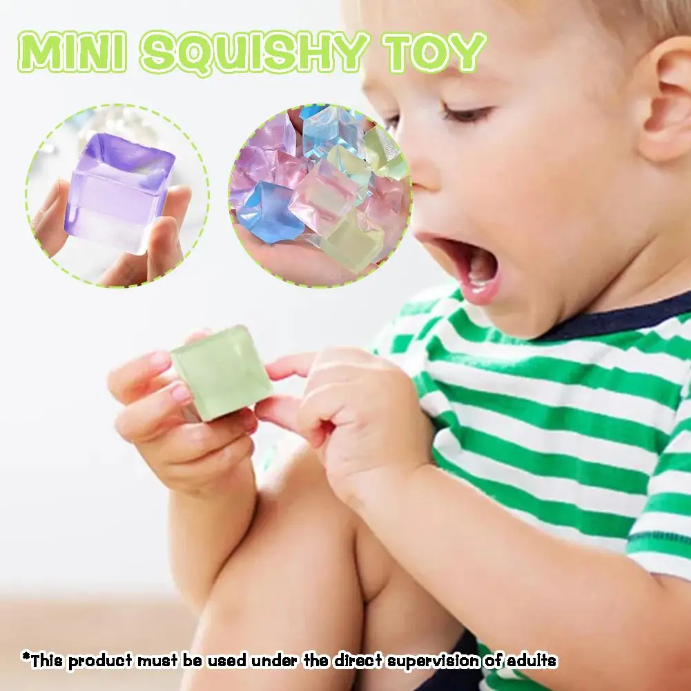 Mochi Ice Block Stress Ball Toy Mini Toys Kawaii Transparent Cube Ice Block Stress Ball Fidget Toy For Kids Squeeze Toy R4L4