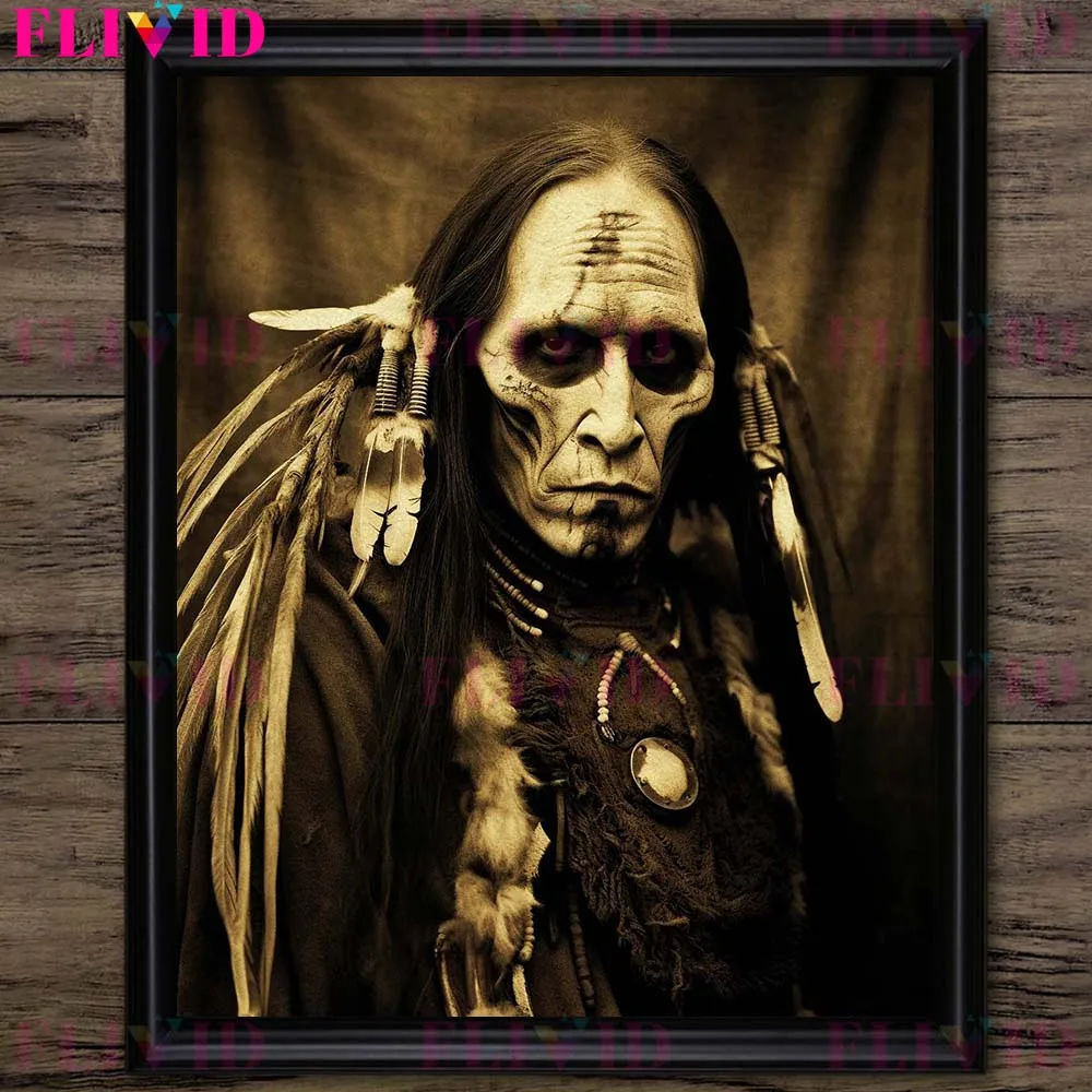 Creepy Ghost Faced Aboriginal Photography Art Poster And Print Home Decor Wild Horror Folklore Vintage Wall Art Canvas Painting