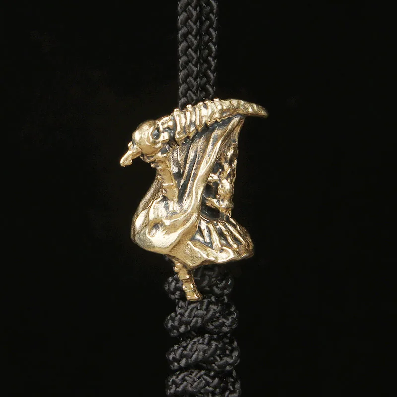 Brass Reaper Scythe EDC Knife Pendant Handmade Paracord Bead Retro Lanyard Charm Keychain Hanging Decor Fashion Daily Carry Acce