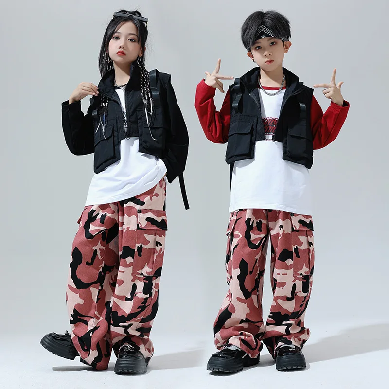 

Camouflage Pants Shirt Kids Hip Hop Dancing Clothes Jazz Ballroom Costumes for Girls Boys Dancewear Street Dance Wear Outfit