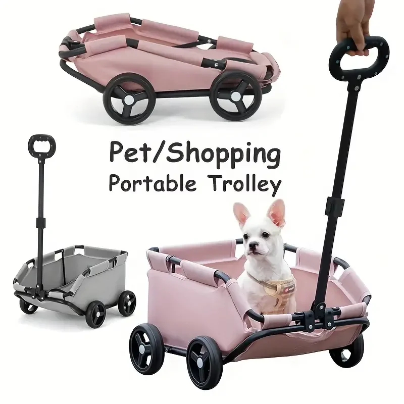 

New Pet Dog Stroller for Small Dogs Rolling Cat Carrier Pet Carriage 4 Wheels Lightweight Folding Trolley Dog Cart for Travel