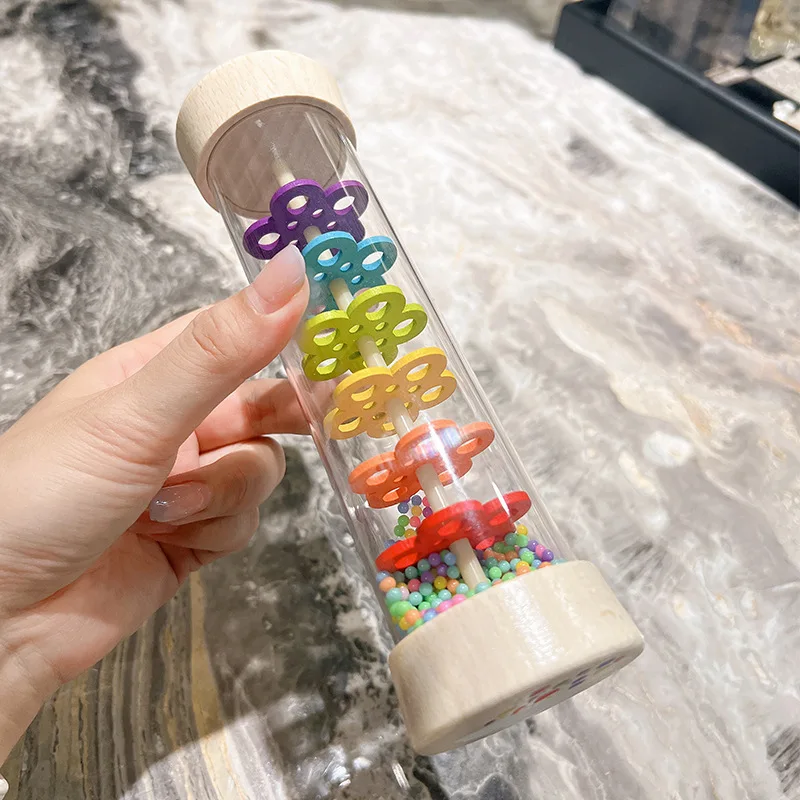 Baby Wooden Rain Sound Pipe Simulation Montessori Wooden Toy Gift Hourglass Fun Music Shaker Early Education Enlightenment Toy