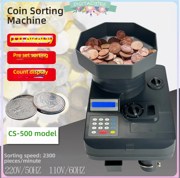 CS-500 High Speed Coin Counter With LED Display For Counting Multi-country Foreign Currency Counting Machine