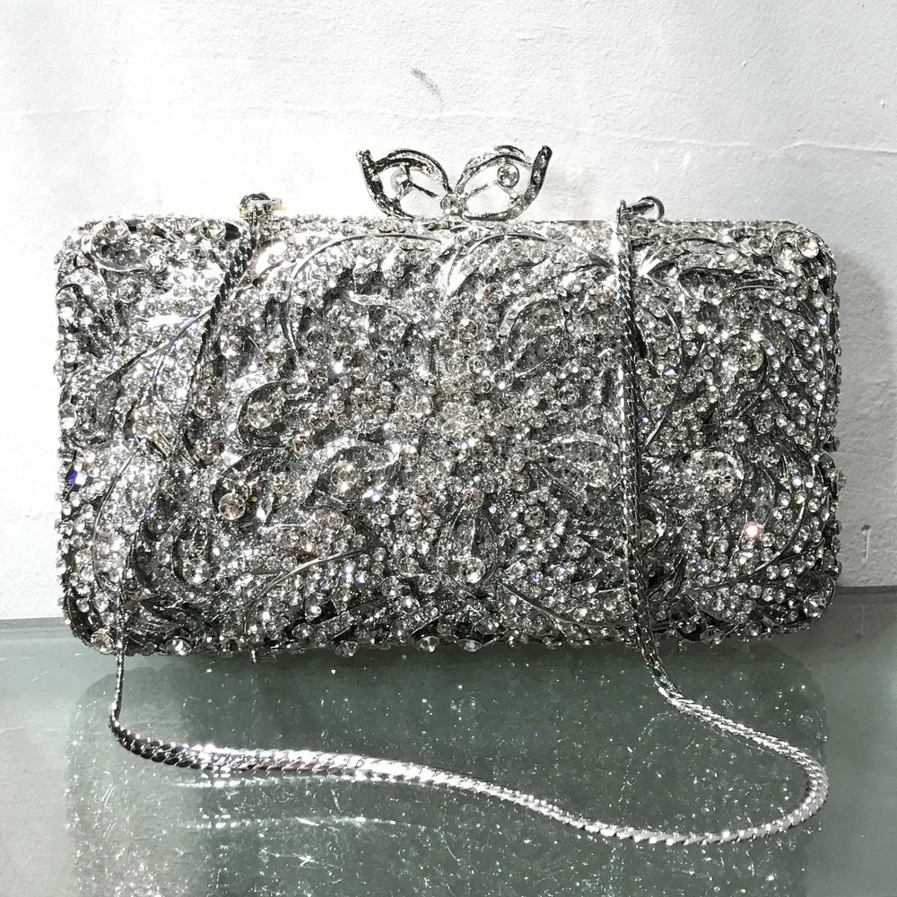 

Diamond Clutch Empty Metal Crystal Dinner Bag Handmade Diamond-encrusted Bridal Annual Meeting Women's Bag Bolso De Fiesta Mujer