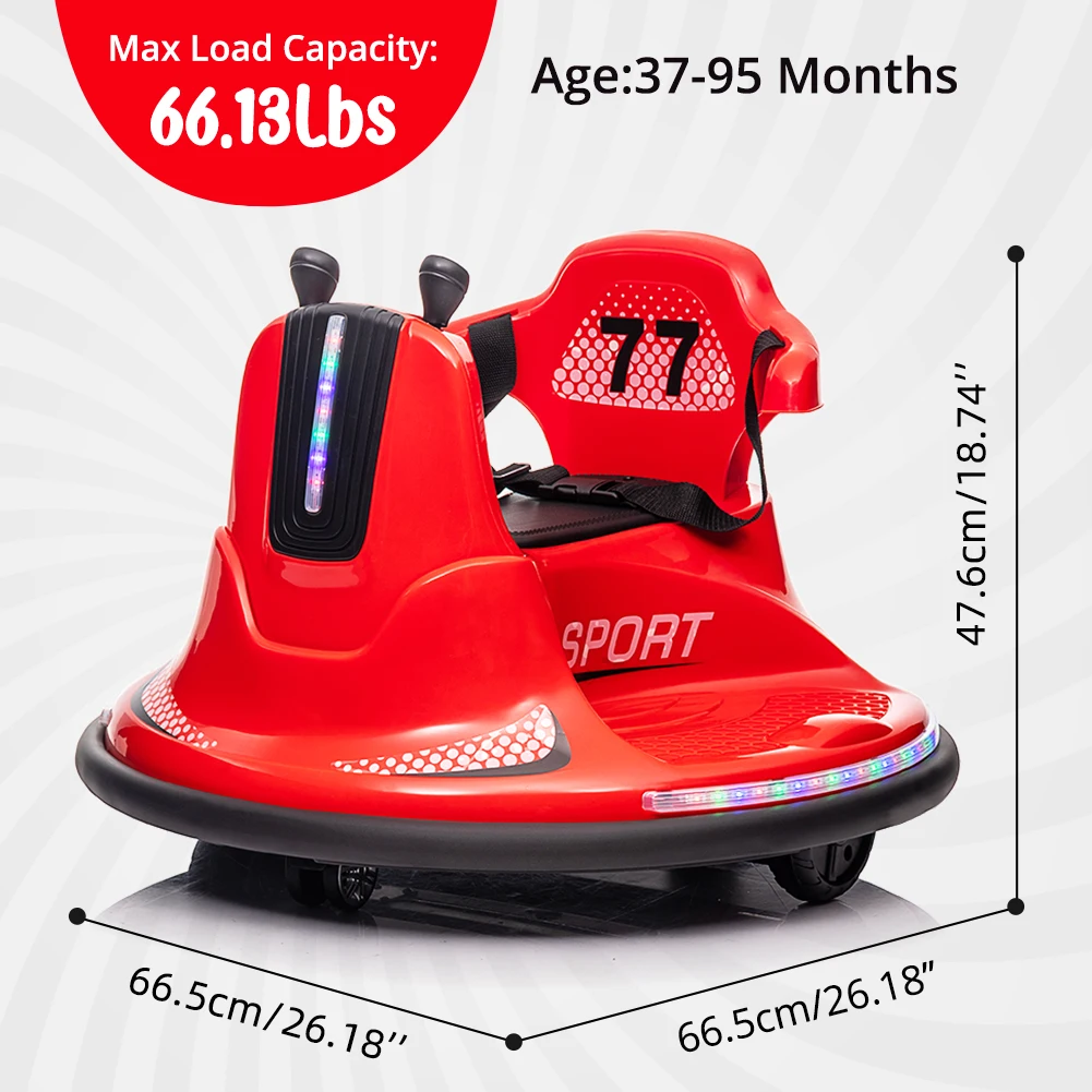 어린이를위한 범퍼 자동차에 전기 타기 유아 3-8 세 6V 어린이 원격 제어 안전 벨트 음악 깜박이는 빛으로 자동차에 타고