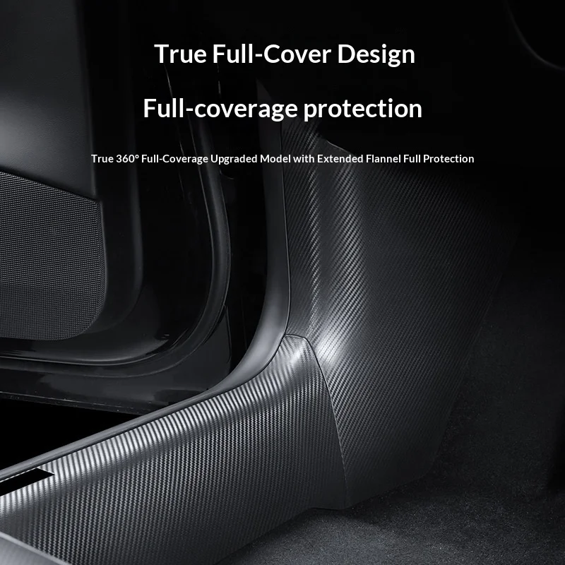 Fit For New Model 3 Model Y Automotive Carbon Fiber Texture Door Sill Scuff Plate Anti Collision Protector