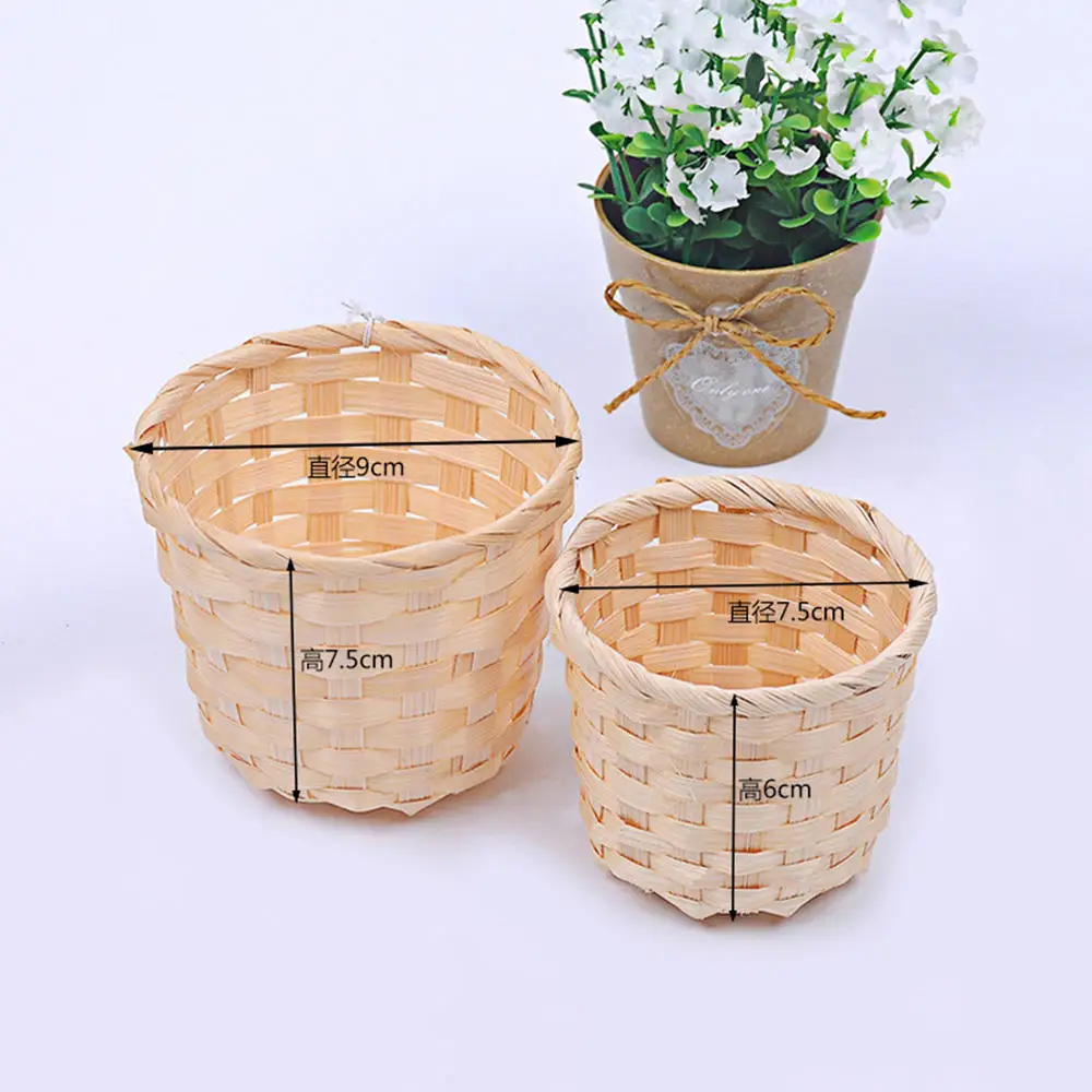 1PCs Small Basket Desktop Finishing Home Storage Bamboo Weaving Products Sundries Organizer Rattan Plant Box Wicker Basket