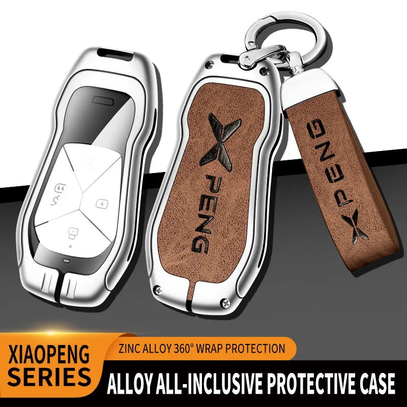 Metal Car Key Fob Capa Case Shell Para Xpeng Xiaopeng P5 P7 G9 G3i Titular Interior Chaveiro Acessórios De Couro