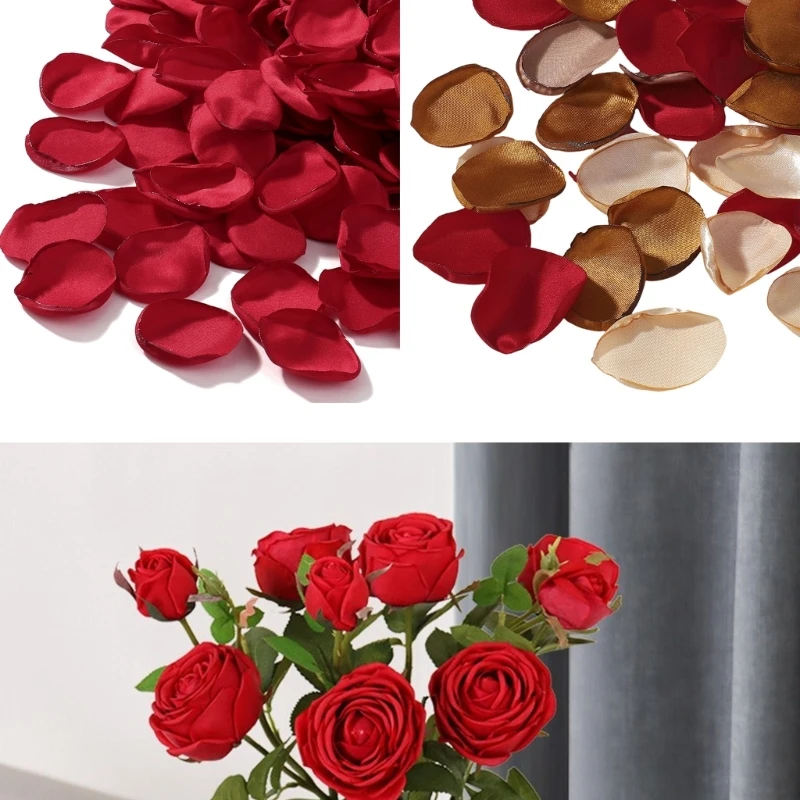  200Pcs Multipurpose Cloth Rose Petal Artificial Flower Petal for Vase Floral Arrangements Wedding Celebration