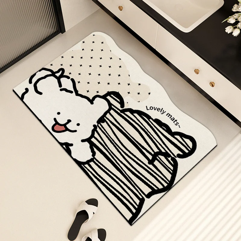 

Противоскользящий напольный коврик Batoom из мягкого силикона, впитывающий влагу, быстросохнущий, для прихожей и дома, с мультяшным рисунком собаки, машинная стирка