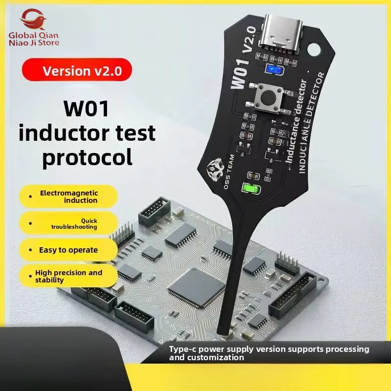 W01 Type-C Inductance Tester In-circuit Coil Tester for iPhone and Laptop PCB Repair Fast Fault Diagnosis No Desoldering