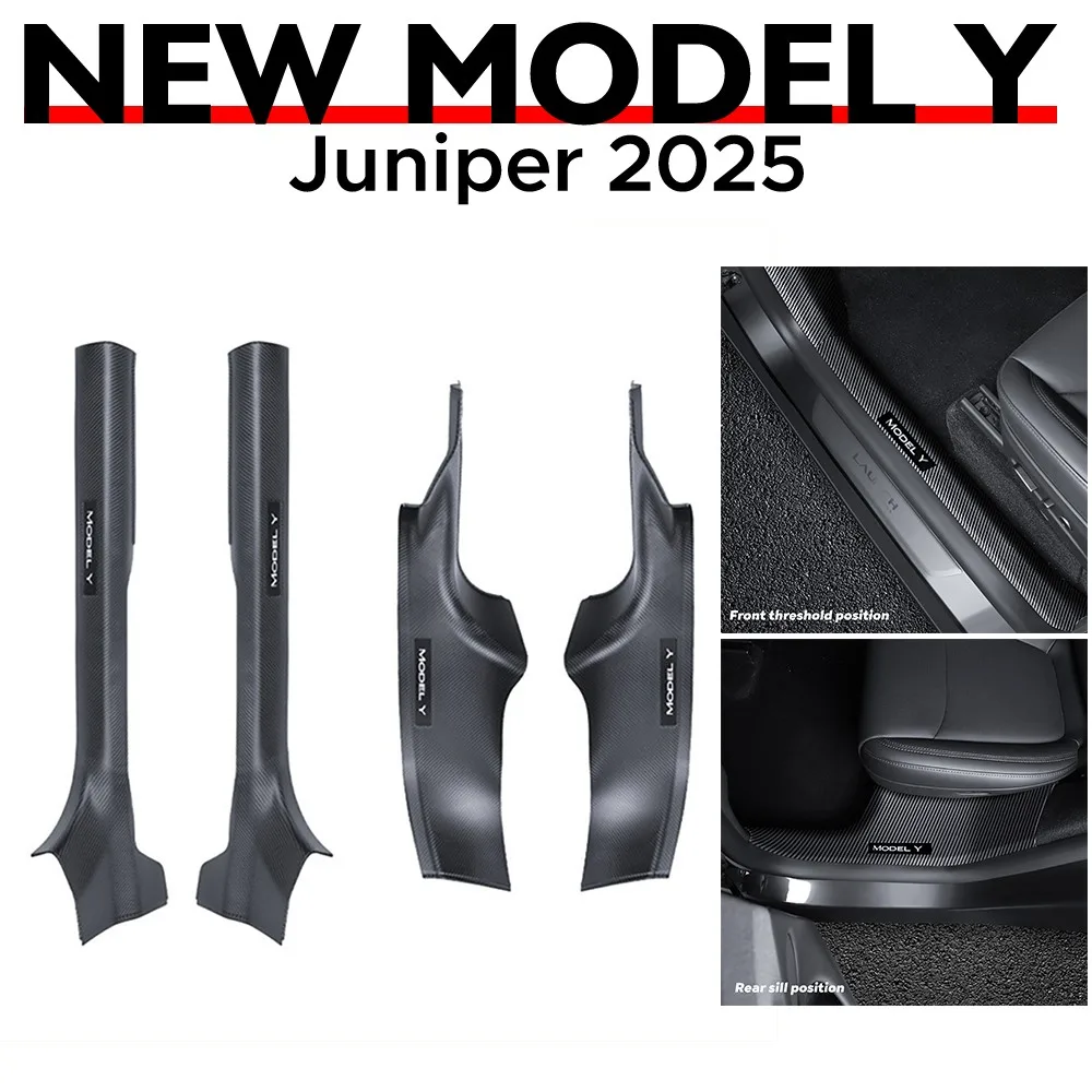 

Для Tesla New Model Y Launch Juniper 2025 ABS Защитная полоса на порог передней и задней двери Противоударная защитная панель Водонепроницаемая