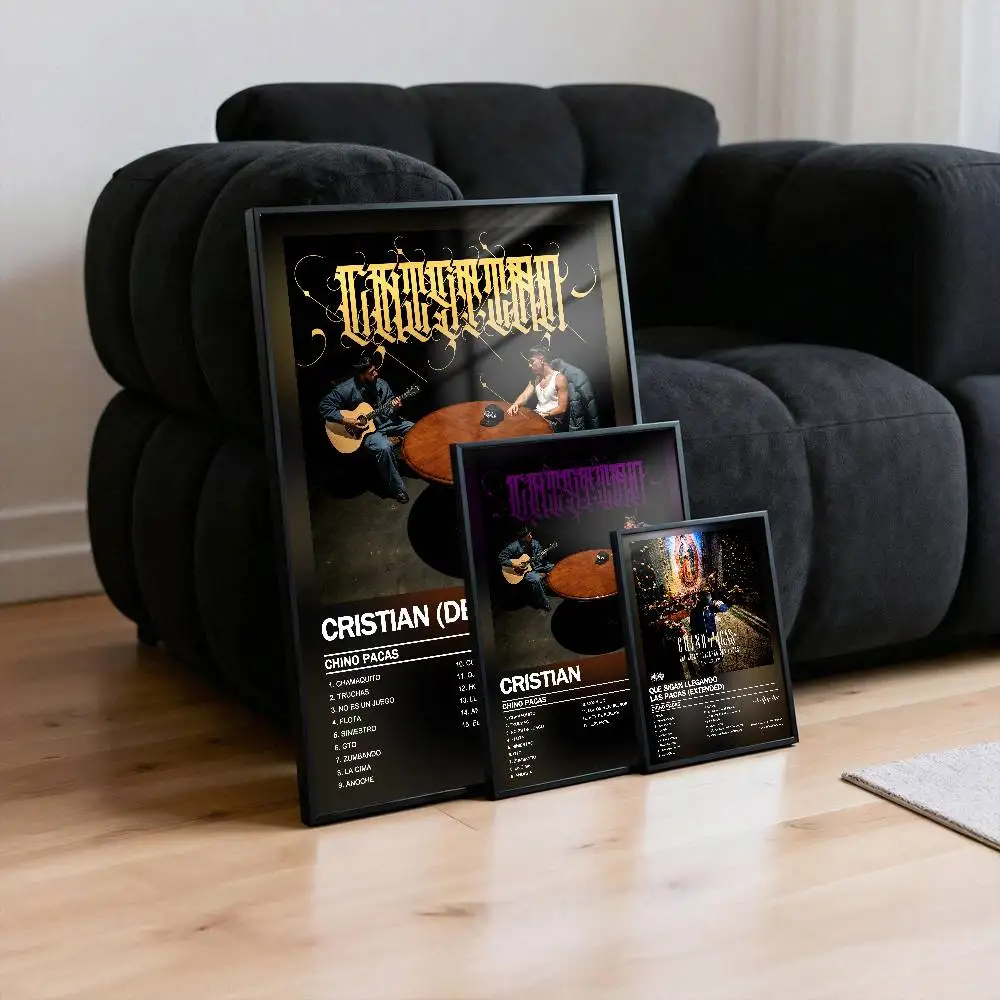 Pegatina de papel impermeable para pared con diseño de álbum de música rap, para decoración del hogar y sala de estar, estilo Chino Pacas