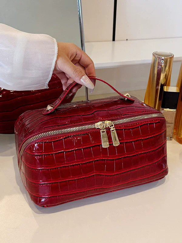 التمساح نمط مستحضرات التجميل حقيبة التخزين للنساء المحمولة وسادة حقيبة سعة كبيرة المنظم السفر أدوات الزينة غسل ماكياج الحالات #2