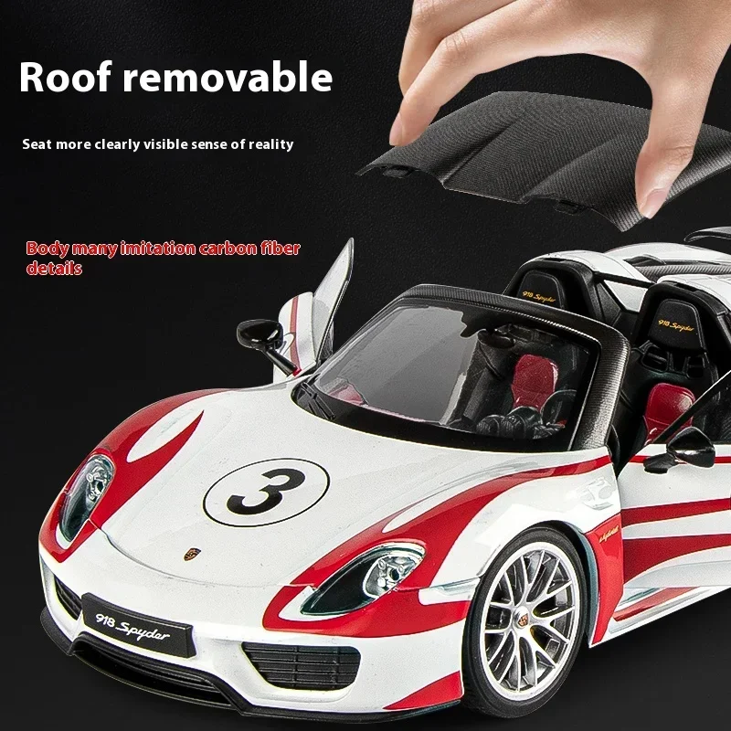 1:18 Porsche 918 Martini Geschilderde Limited Edition Legering Diecast Automodel Collectie Van Hobbyornamenten Geluid & Licht Serie Cadeau