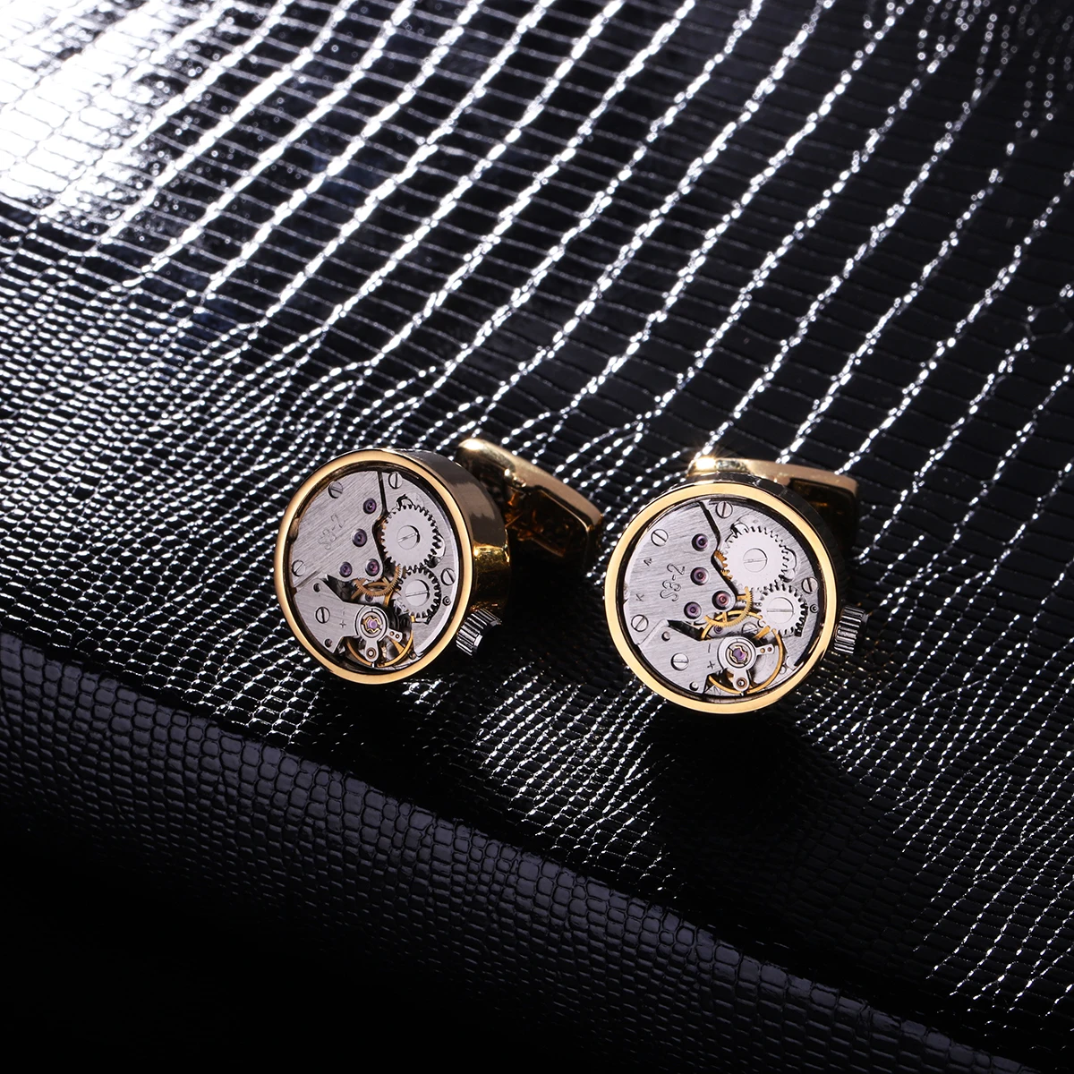 KFLK cufflinks for mens Brand watch movement mechanical cuff links Stainless Steel Buttons Gold-color High Quality guests