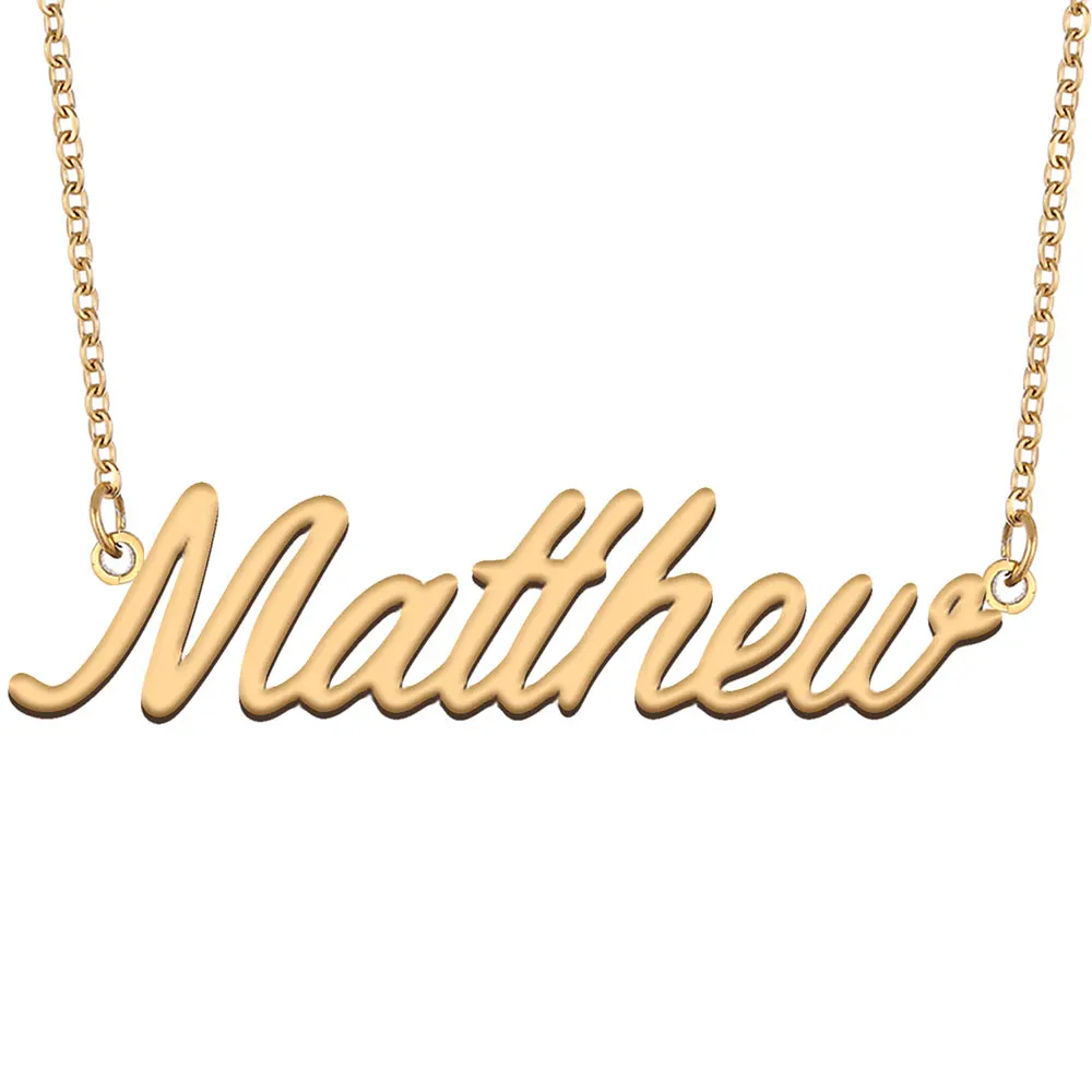 

Matthew Name Necklace for Women Stainless Steel Jewelry Gold Color Nameplate Pendant Collares Para Mujer Letters Choker