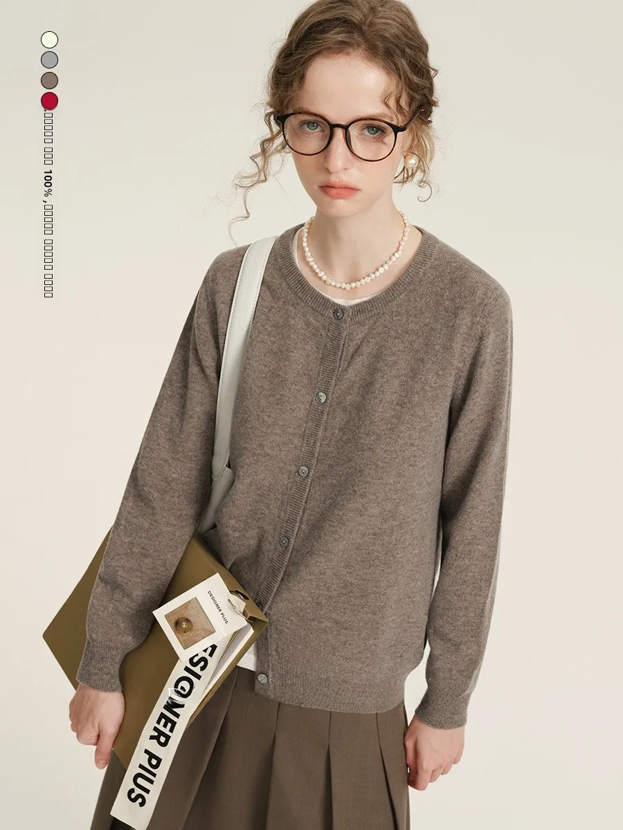 

Soft Cozy 00% Wool Knitted Open Cardigan round Ne Multiple Colors Layering Sweater Korean Sle Loose Fit Long Sve