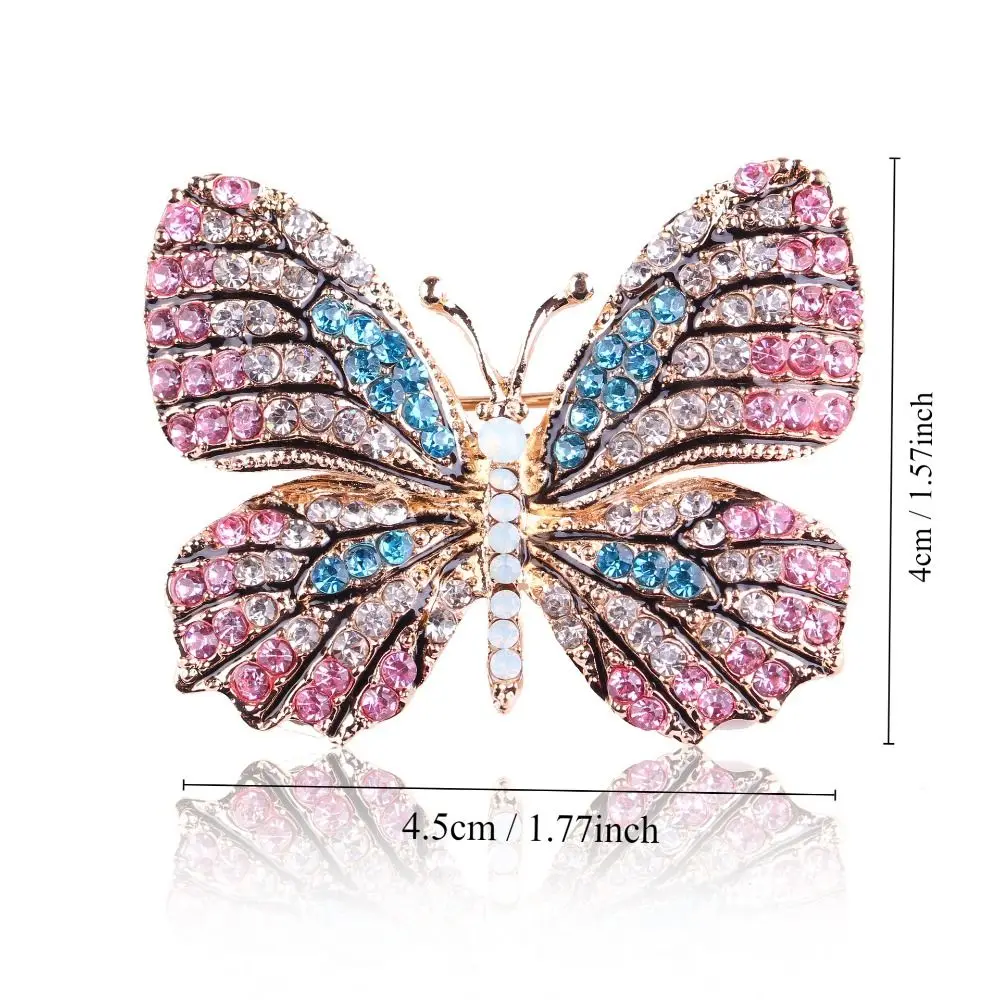 Crystal Rhinestone Colorful Butterfly Brooch Metal Multi-color Backpack Pins Jewelry Gifts Rhinestone Butterfly Brooch Wedding