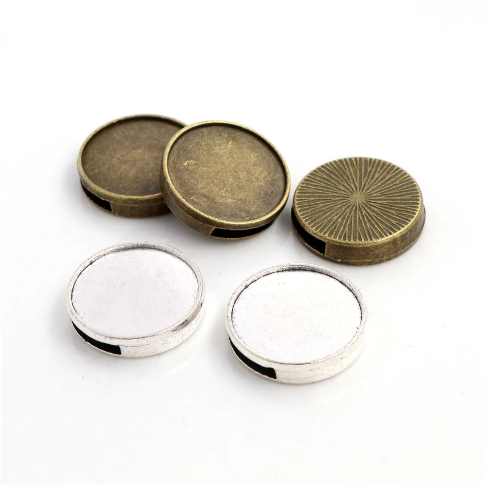 10 sztuk 20mm rozmiar wewnętrzny antyczne posrebrzane kolory kwadratowe Cabochon baza Cameo ustawienie Charms wisiorek do 10 mm bransoletki ze skóry