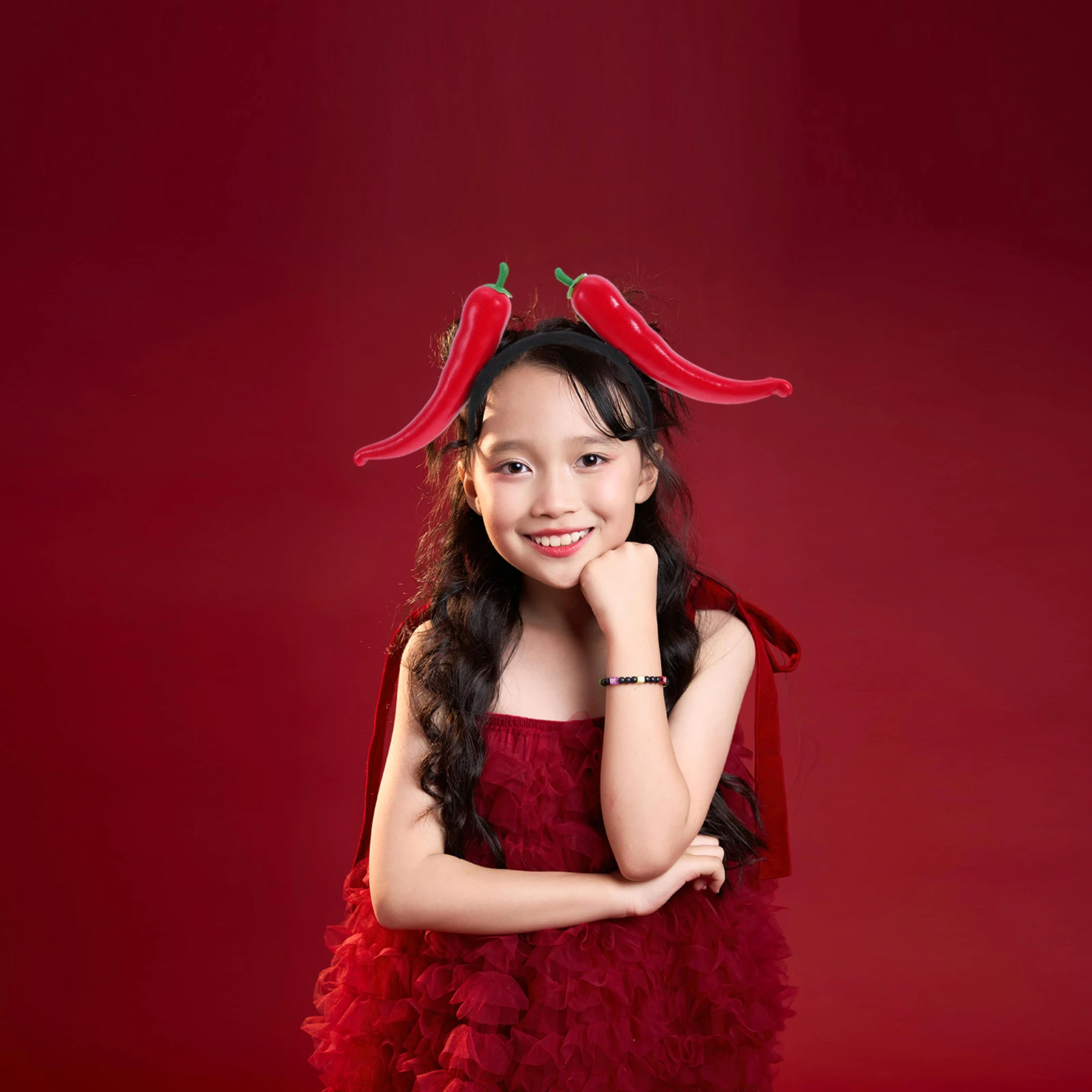 

Funny Chili Pepper Headband Cute Simulated Vegetable Accessory for Costume Parties Holiday Gatherings Chili Decor