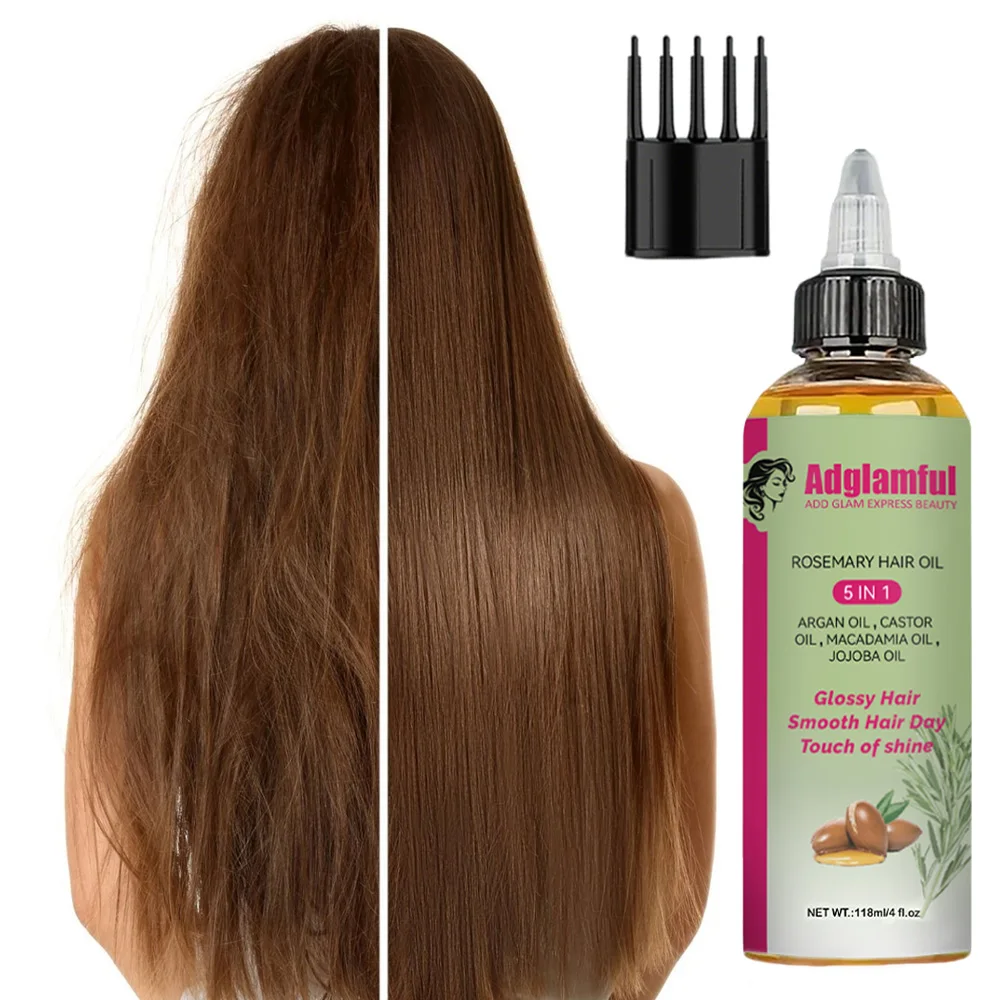 5-in-1 Rosemary Hair Oil 118ml – Smooths Frizz, Boosts Shine & Hydration, Lightweight Fast-Absorbing