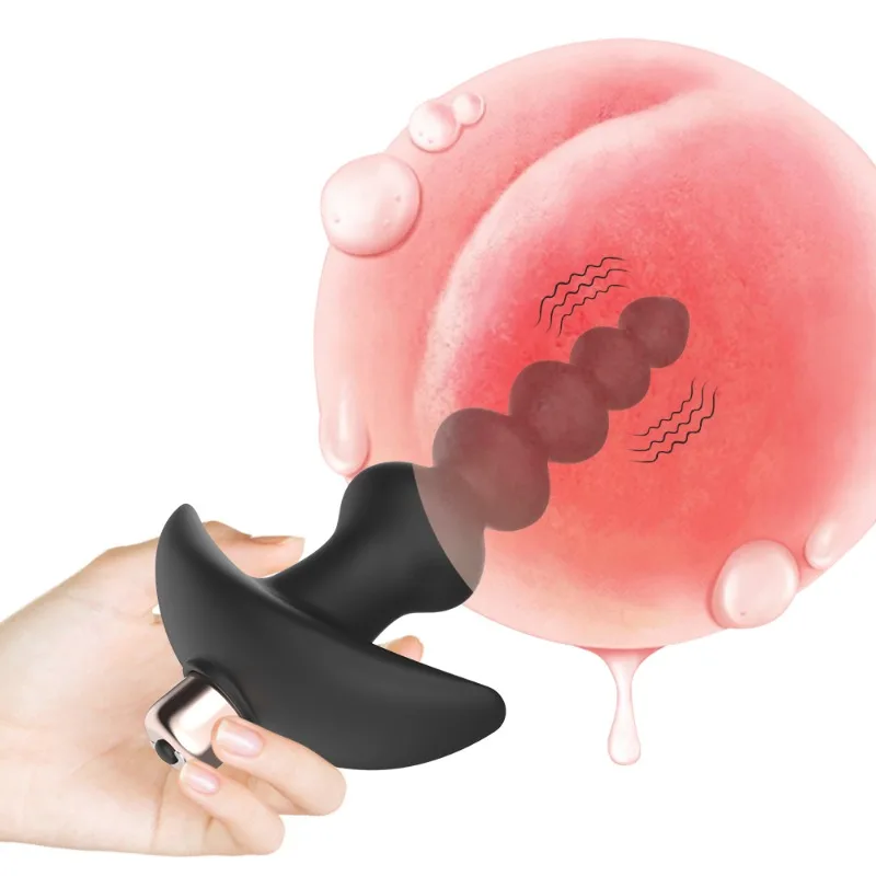 Vibrating Anal Plug with Beads Adult Sex Toys for Women Silicone G Spot Stimulation Anal Butt Plug Vibrator Prostate Massager - view 3