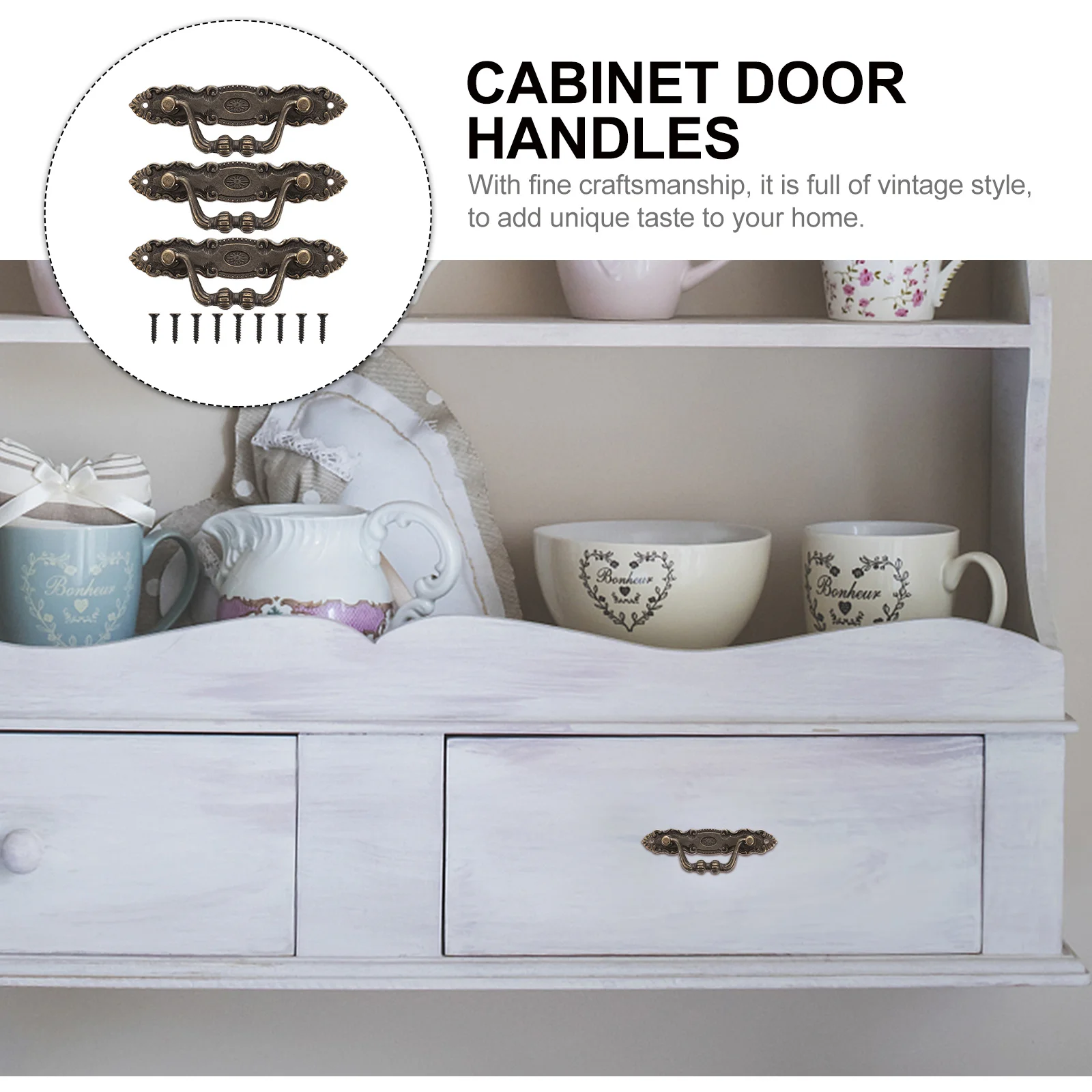 

3Sets Classic Cupboard Pulls Zinc Alloy Door Handles Corrosion Resistant for Kitchen Drawer Wardrobe Closet Furniture Upgrade