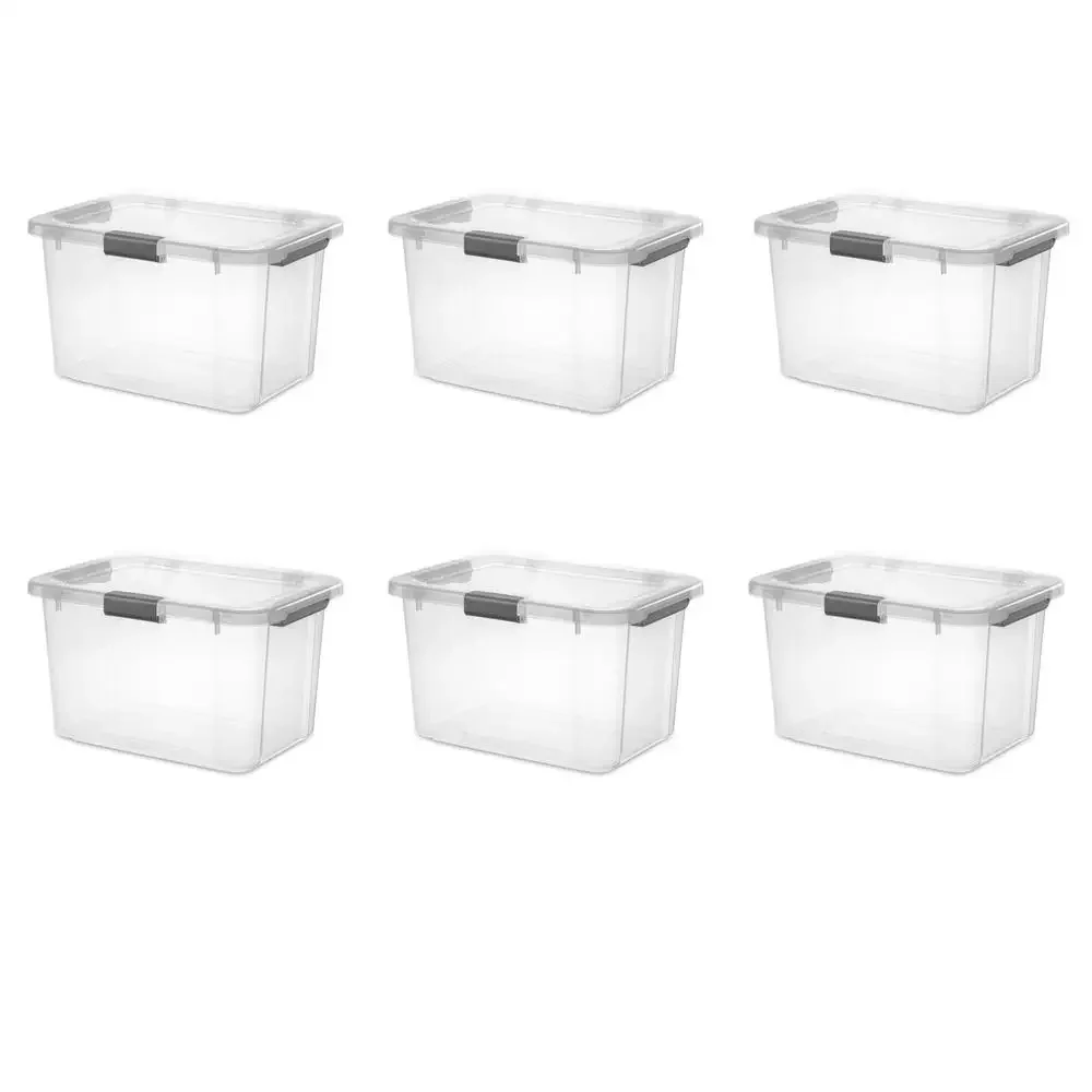 6-Pack Clear Plastic Storage Boxes with Hinged Lids Organize with Ease and Style at Home