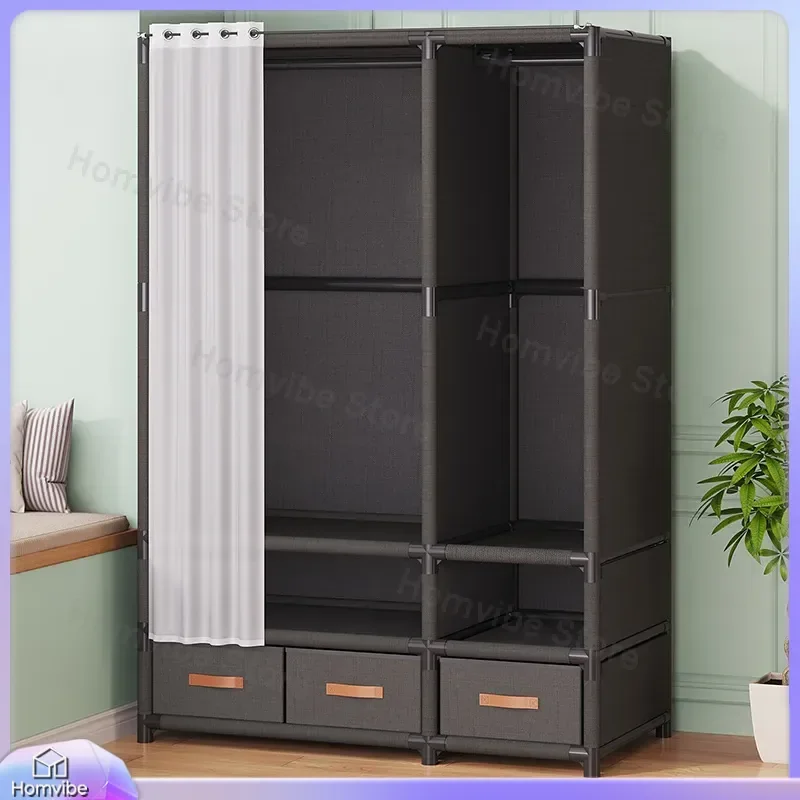 Simple Cloth Wardrobe for Bedroom Home Rental House Strong Durable Dust-proof Storage Organizer Rack Furniture Closet Cabinet