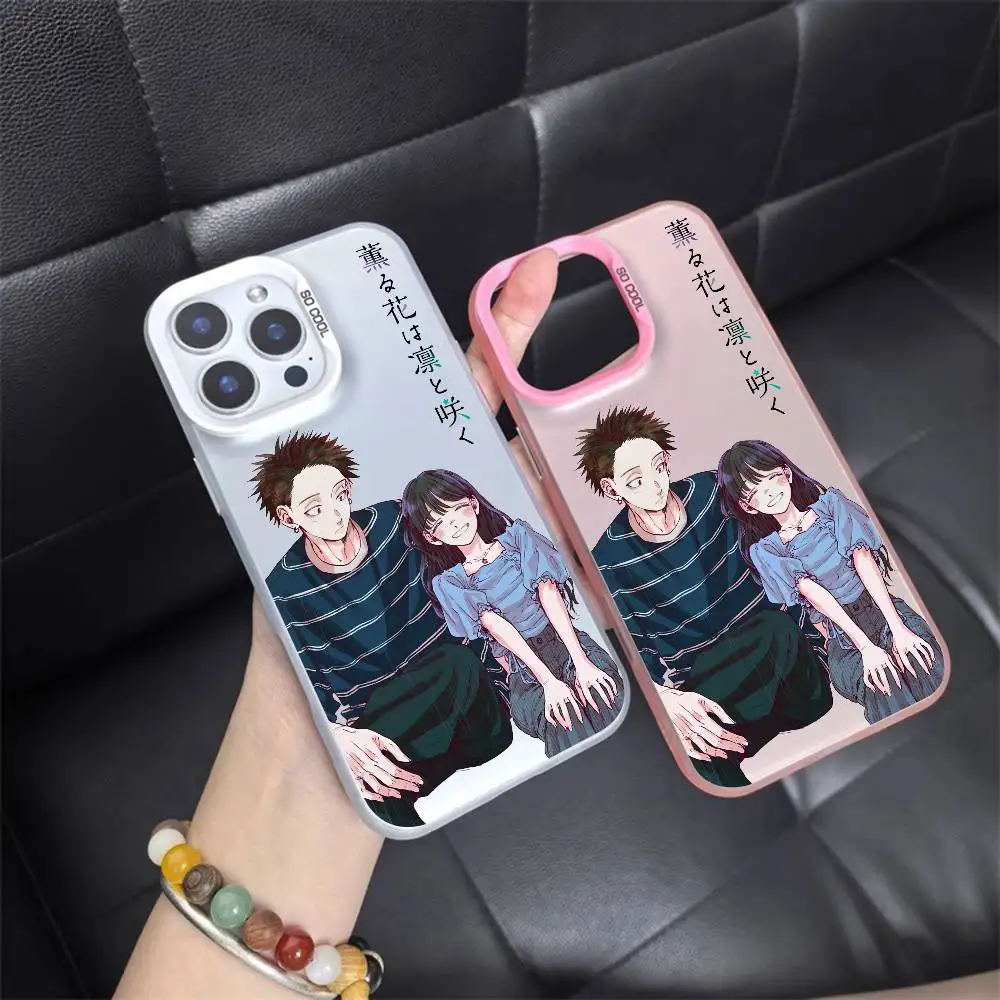 1 قطعة الكرتون عبق زهرة تزهر جراب هاتف الليزر IMD اللون الفضة قذيفة آيفون 17 16 15 14 13 12 11 الهواء برو ماكس زائد