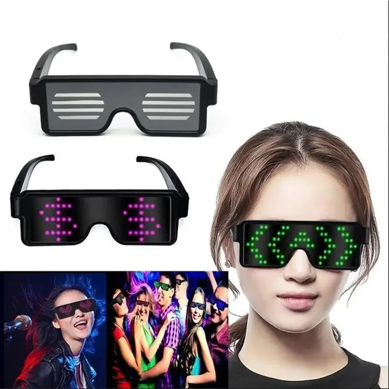 LED Glasses Party Luminous Glasses USB Charge Neon Glass Glowing Christmas Flashing Light Glow Sunglasses Holiday Party Supplies