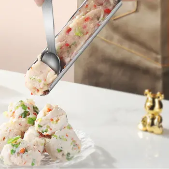 Kuchyňský nástroj na výrobu masových kuliček z nerezové oceli 304 stlačovací nástroj na rybí masové kuličky, hovězí masové kuličky, kulaté masové kuličky, kuchyňské nástroje na drůbež 6 nejlepší prodej výrobník masových kuliček - №5