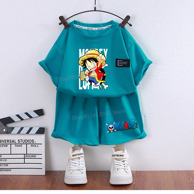 One Piece Kids Outfit Chopper rufy tuta tuta bambini estate manica corta vestiti Set Anime Boy Girl T Shirt Shorts 2 pezzi