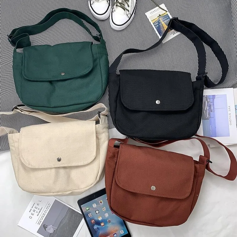 Canvas Shoulder Crossbody Bag for Women 2024 Large High Quality Female Satchel Student Handbags Cloth Ladies Messenger Book Bag