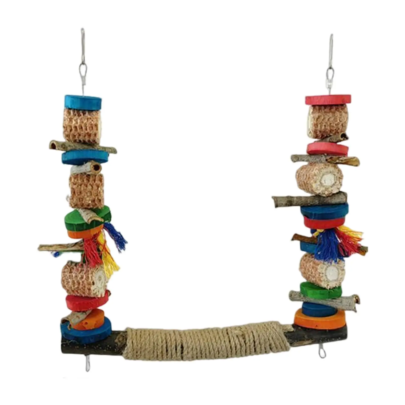 Bird Swing Stand Bird Toy Bird Perch Colorful Cage Hanging Toys Parrot Toy Cage Swing Wooden Perch for Parakeet Finch