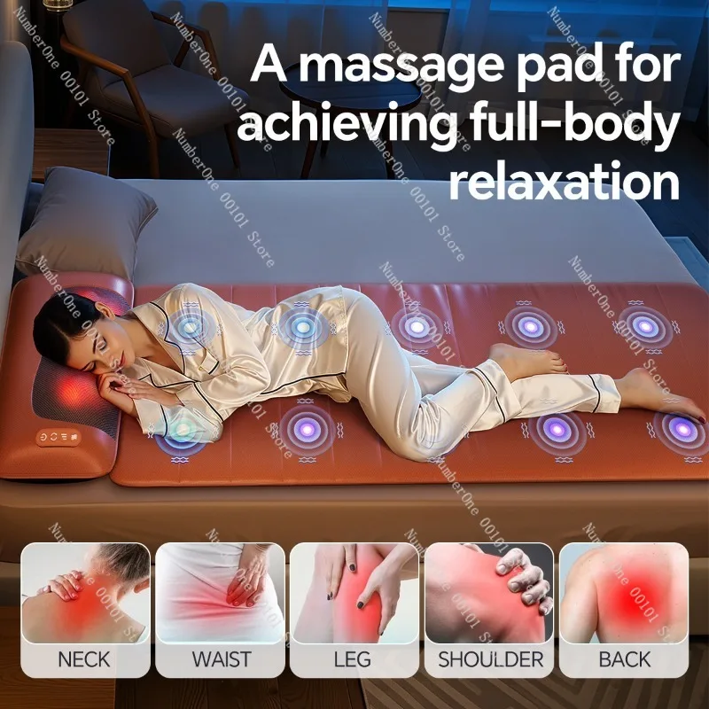 Home Full-Body Airbag Massage Mattress,Vibration and Heating Back Pad,Multi-Zone Massage for Waist,Leg,Cervical,Electric view 3