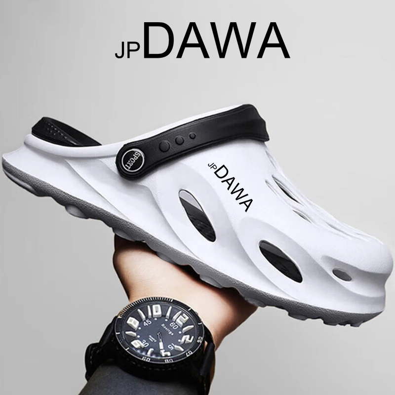 

jp Dawa Fishing Slippers Summer Anti slip Lightweight Driving Men's Leisure Garden Beach Half Slippers Driving Hole Sandals 2024