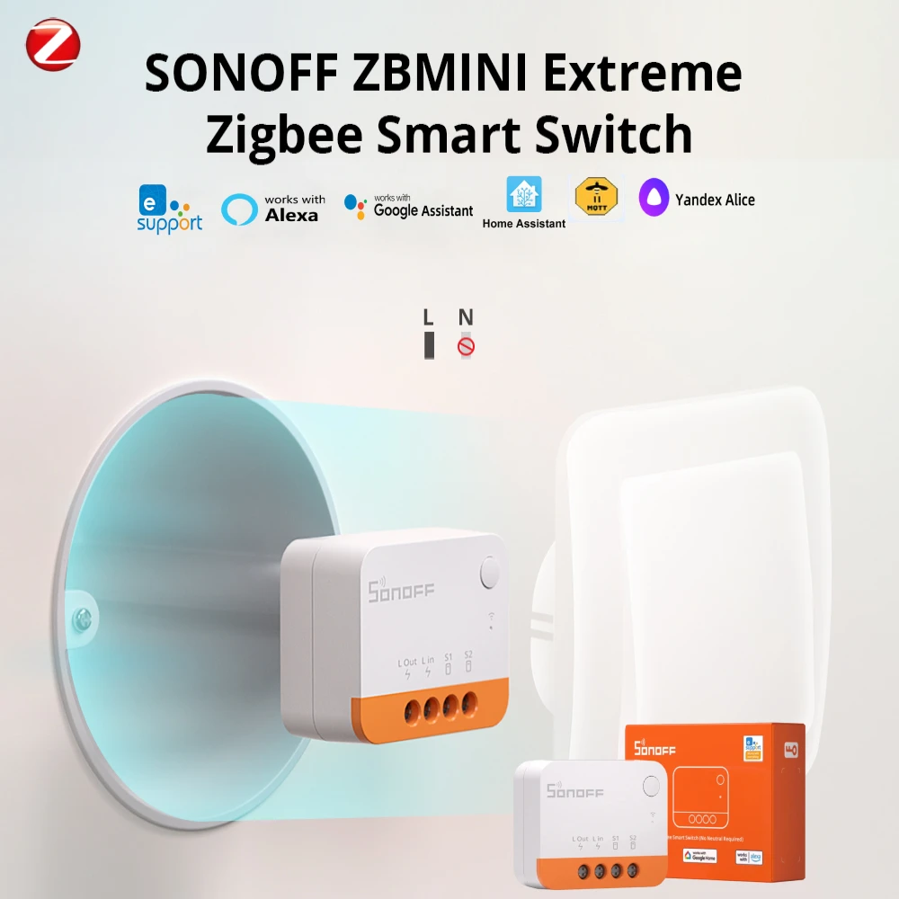 SONOFF ZBMINI-L2 Zigbee Smart Switch No Neutral Wire Required Wireless 2 Way Control via eWeLink Alexa Google Home Alice Mqtt