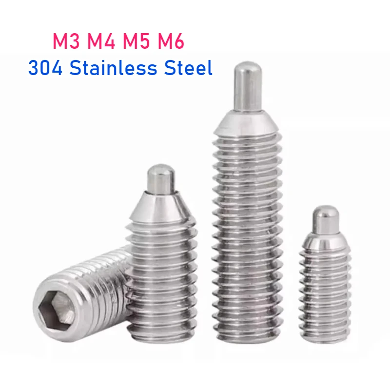 Image of 2 Stück M3 M4 M5 M6 304 Edelstahl-Federkolben mit Rundstift-Innensechskantschraube mit Federstiften