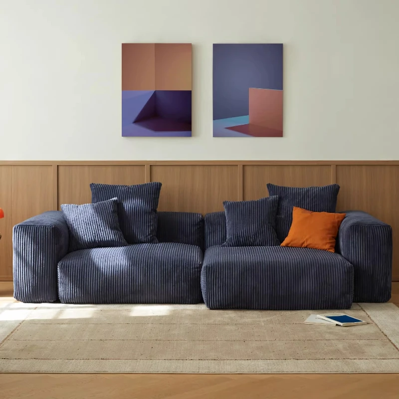 

Corduroy module sofa, free combination of fabrics, removable and washable living room tofu blocks, minimalist three-seater