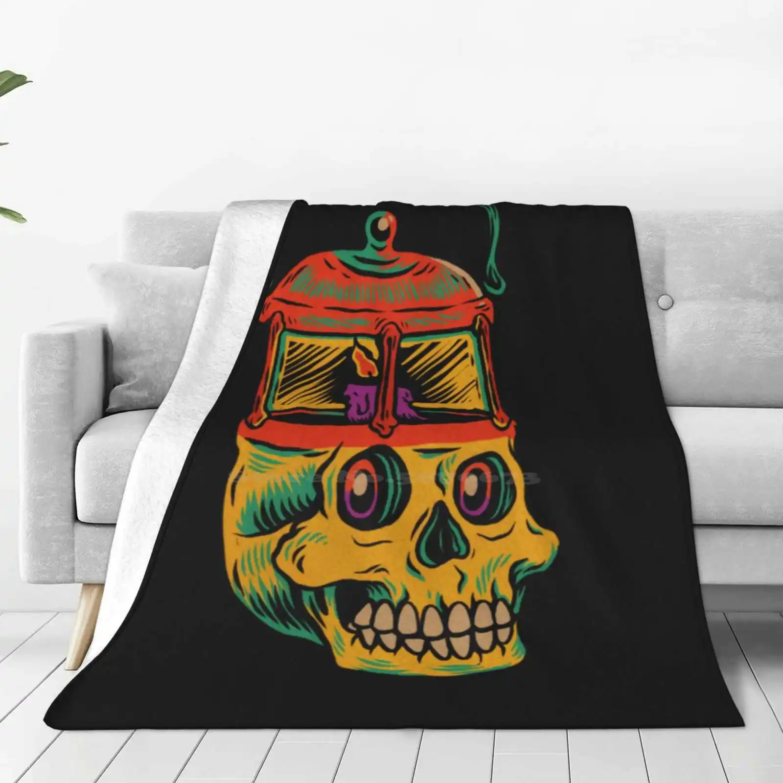 Candle Holder Skull New Arrival Fashion Leisure Warm Flannel Blanket Happy Skeleton Halloween Pumpkin Skull Fire Candle Scary